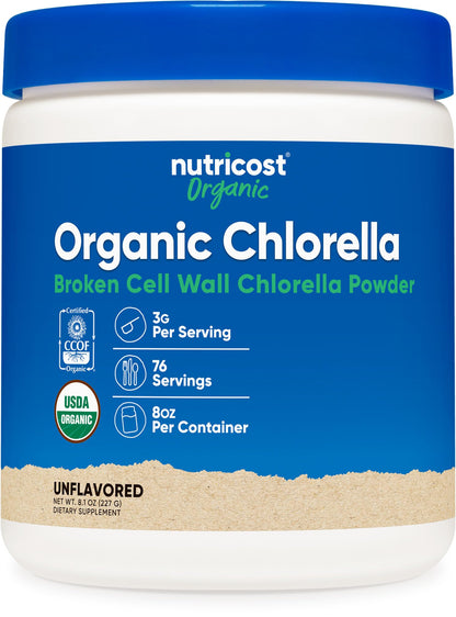 Nutricost Organic Chlorella Powder 8oz – 3000mg per Serving – Non-GMO & Gluten Free