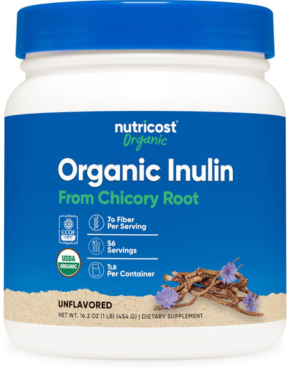 Nutricost Organic Inulin Powder 1lb - 7g Fiber per Serving, USDA Organic