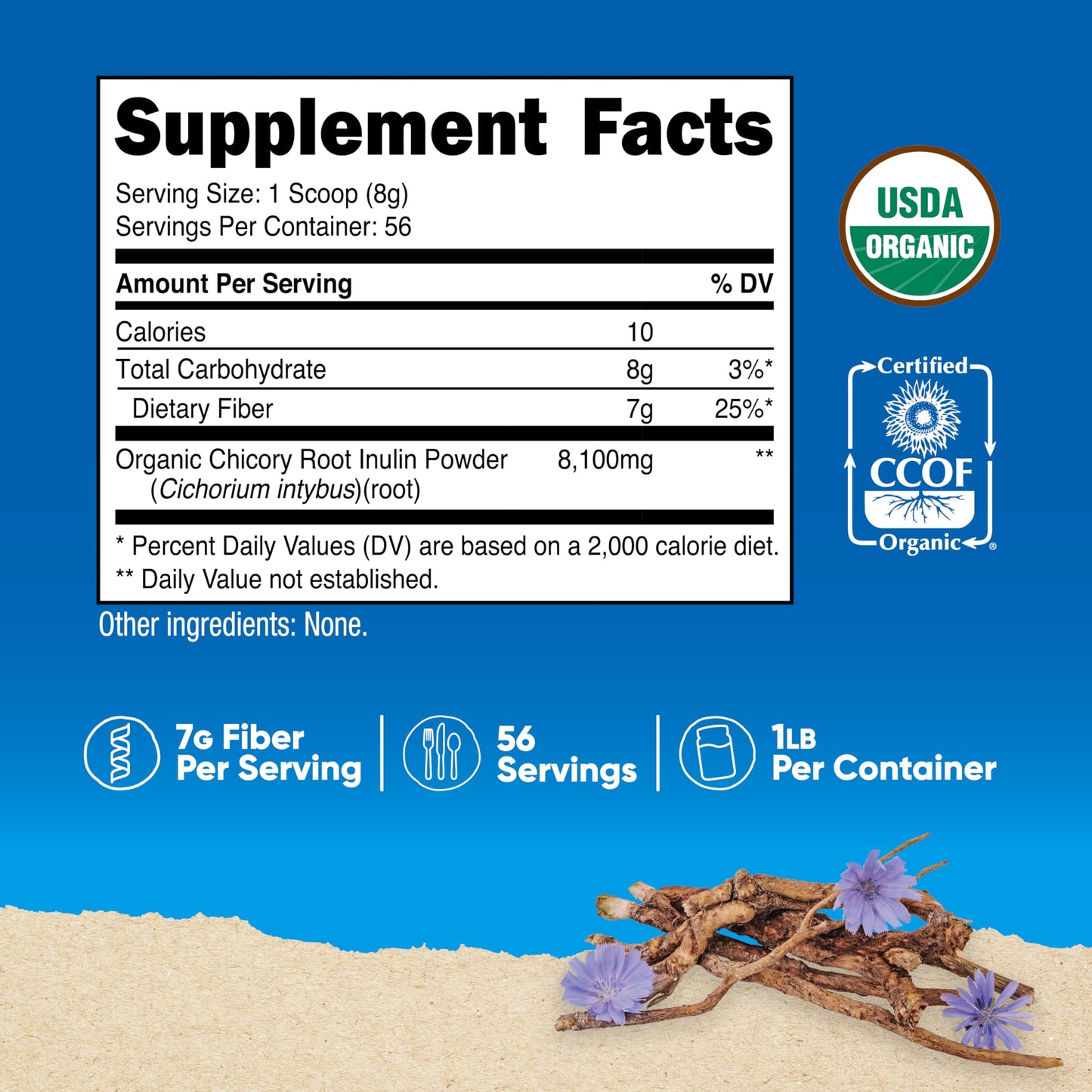 Nutricost Organic Inulin Powder 1lb - 7g Fiber per Serving, USDA Organic