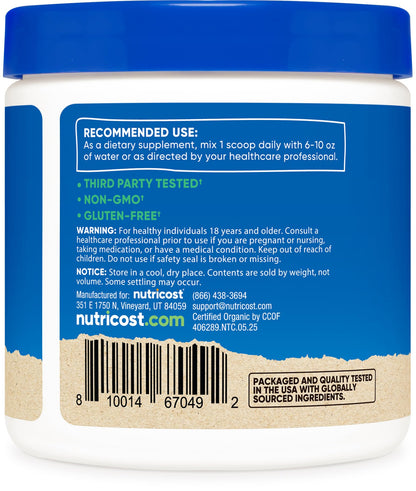 Nutricost Organic Lion's Mane Mushroom Powder 4oz | USDA Organic