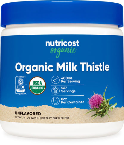 Nutricost Organic Milk Thistle 8 oz (Unflavored) – Non-GMO, Gluten-Free