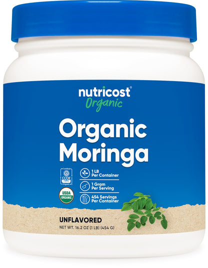 Nutricost Organic Moringa Powder 1LB (16oz) – Gluten Free, Non-GMO, Vegetarian Friendly
