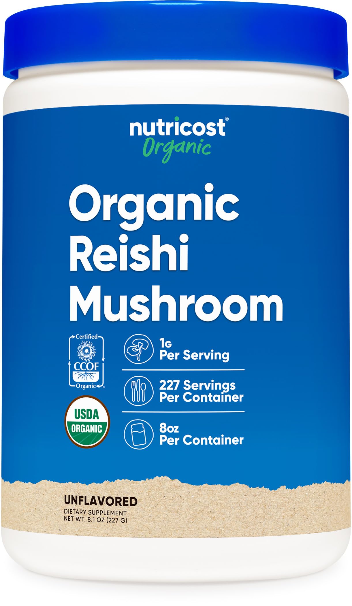 Nutricost Organic Reishi Mushroom Powder 0.5LB (8oz) - USDA Certified Organic, Vegetarian, Non-GMO, Gluten Free