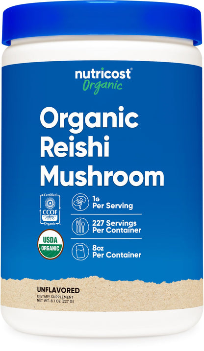 Nutricost Organic Reishi Mushroom Powder 0.5LB (8oz) - USDA Certified Organic, Vegetarian, Non-GMO, Gluten Free
