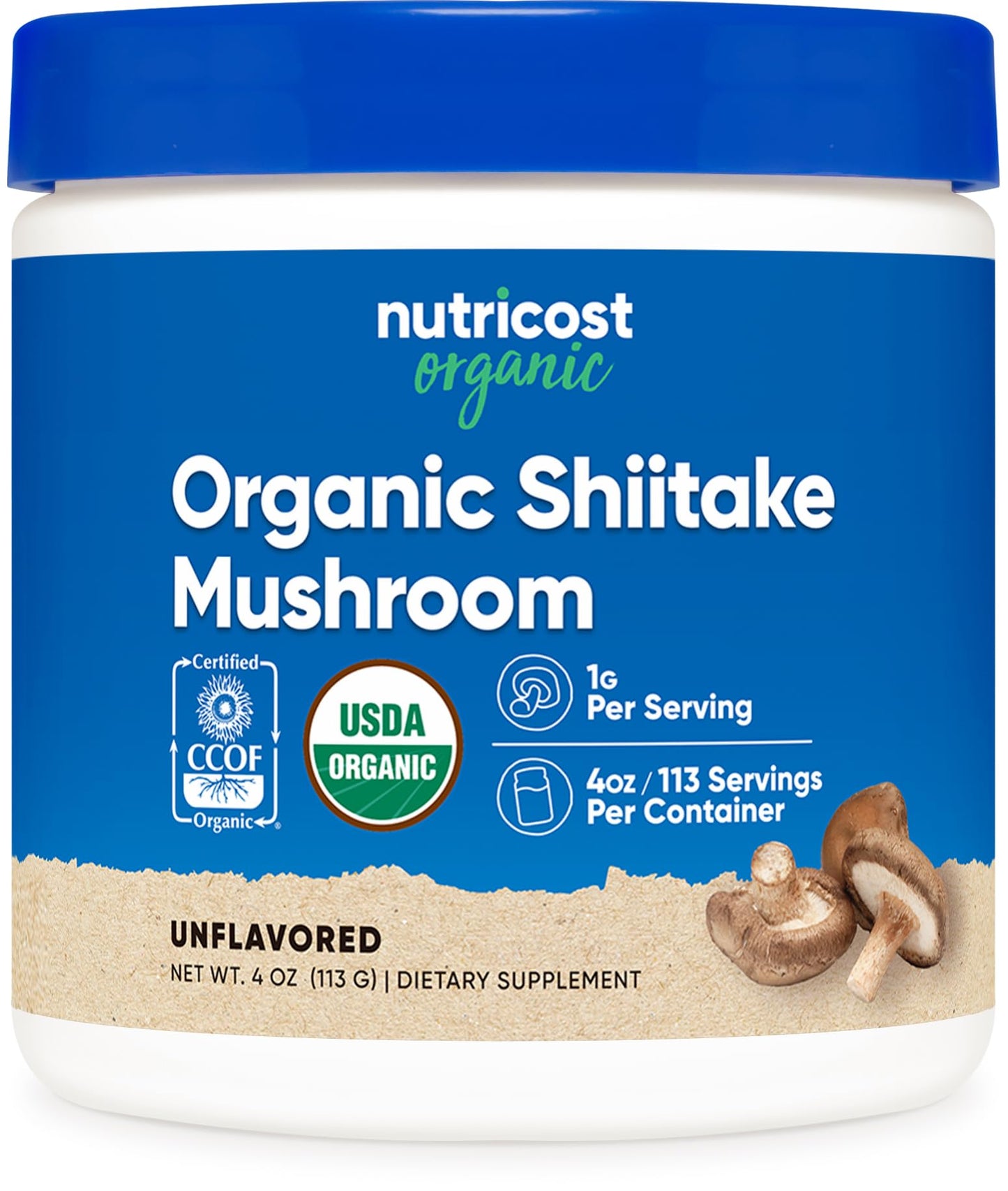 Nutricost Organic Shiitake Mushroom Powder 4 oz – Gluten Free, Non-GMO