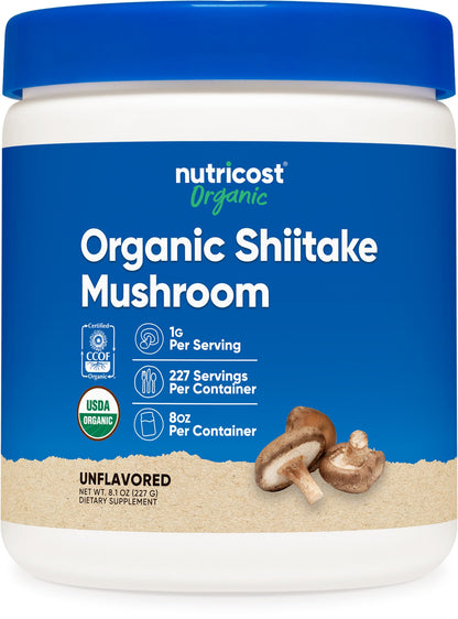 Nutricost Organic Shiitake Mushroom Powder 8oz – 100% Organic, Gluten Free, Non-GMO