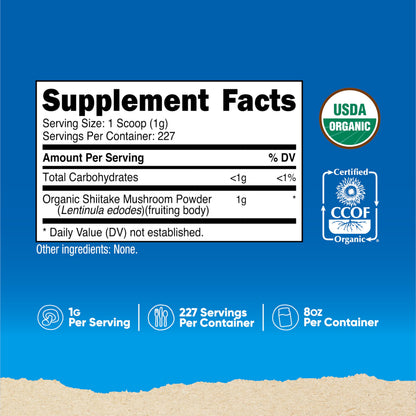 Nutricost Organic Shiitake Mushroom Powder 8oz – 100% Organic, Gluten Free, Non-GMO