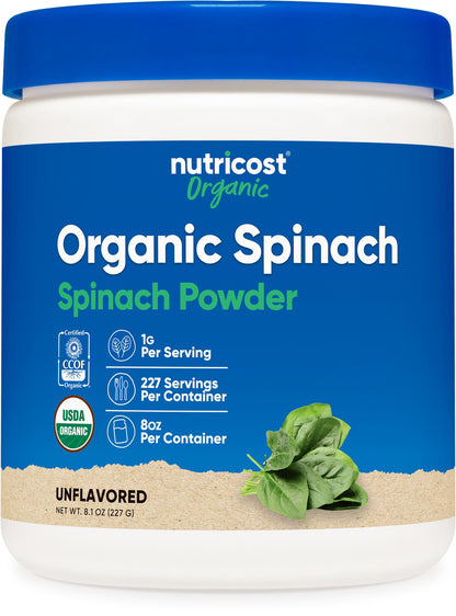 Nutricost Organic Spinach Powder 8oz – USDA Organic, Non-GMO, 56 Servings