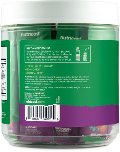 Nutricost Organic Super Greens (Mixed Berry) - 20 Stickpacks, Gluten-Free & GMO-Free