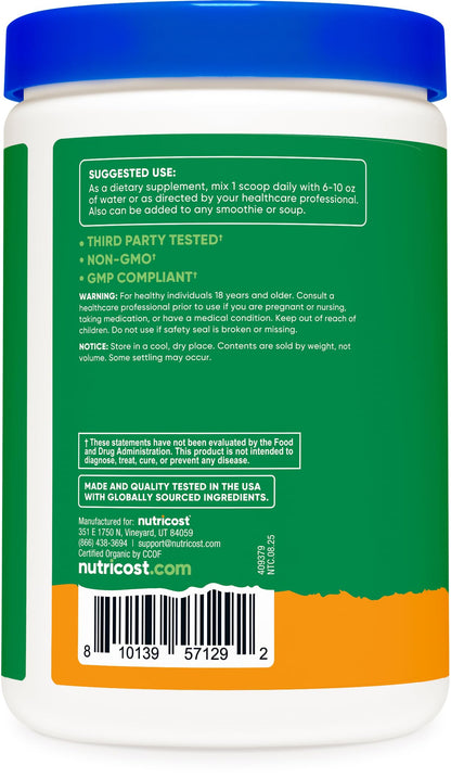 Nutricost Organic Super Greens Powder – Orange Sunrise (30 Servings)