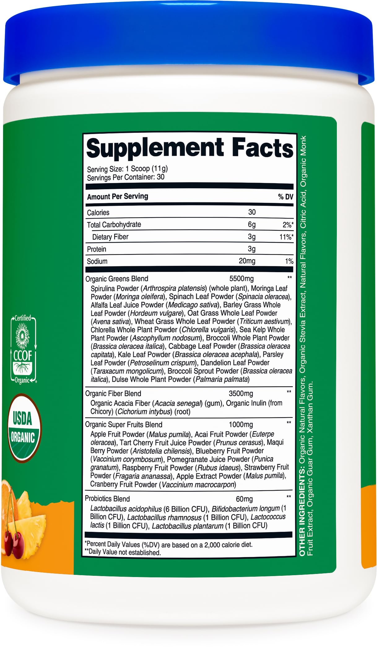 Nutricost Organic Super Greens Powder – Orange Sunrise (30 Servings)