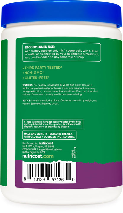 Nutricost Organic Super Greens Powder - Mixed Berry (30 Servings) | Vegan & USDA Organic
