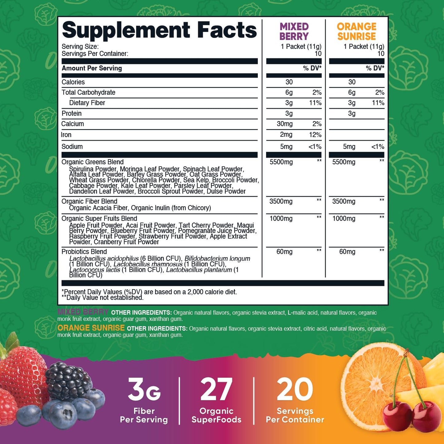 Nutricost Organic Super Greens (Variety Pack) 20 Stickpacks - Gluten-Free, GMO-Free