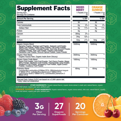 Nutricost Organic Super Greens (Variety Pack) 20 Stickpacks - Gluten-Free, GMO-Free