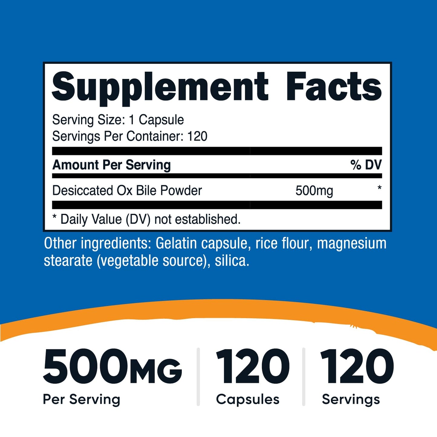 Nutricost Ox Bile Capsules 500mg Per Serving (120 Capsules) - Gluten Free & Non-GMO