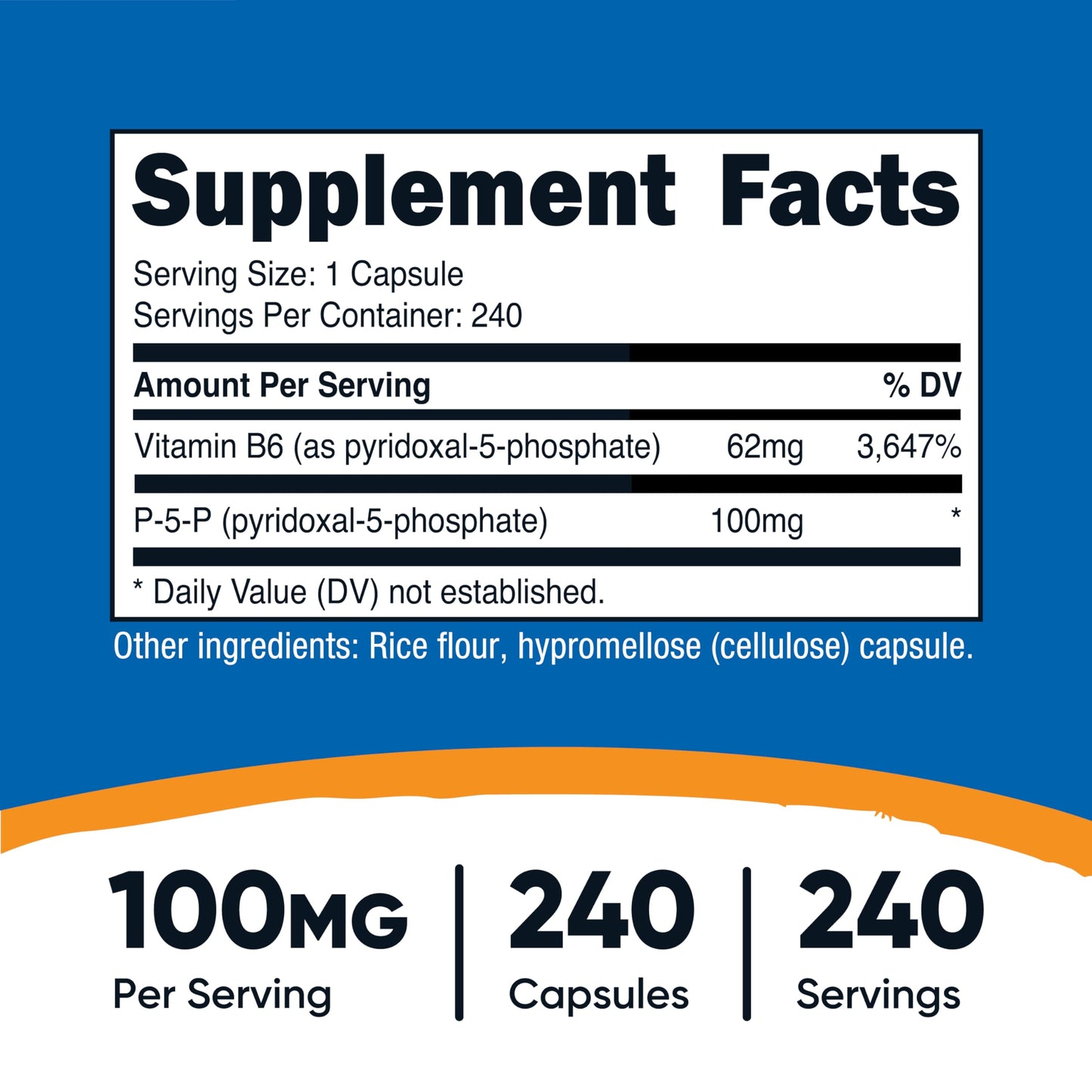 Nutricost P5P Vitamin B6 100mg - 240 Vegetarian Capsules | Non-GMO, Gluten Free