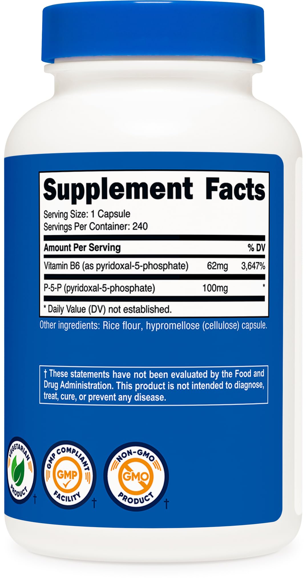 Nutricost P5P Vitamin B6 100mg - 240 Vegetarian Capsules | Non-GMO, Gluten Free