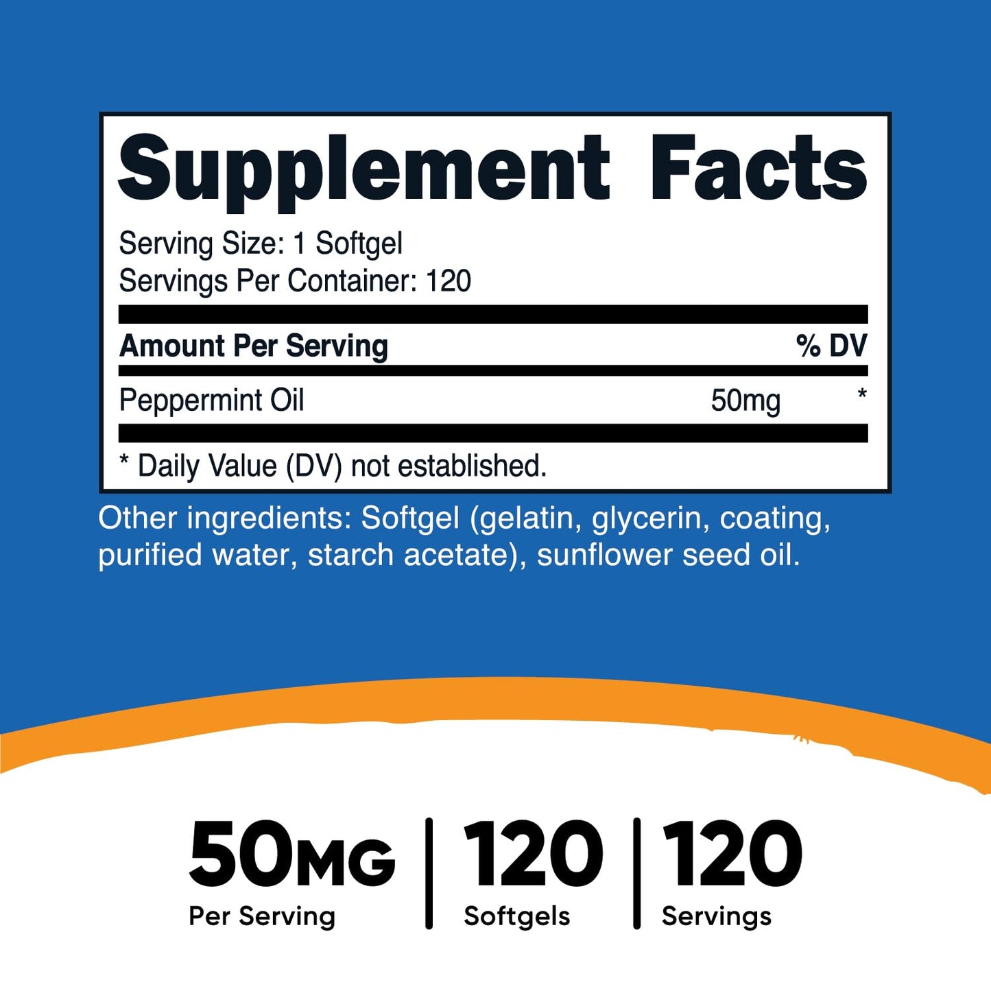 Nutricost Peppermint Oil Softgels (120 SFG) (50 MG) - Gluten Free, Third-Party Tested, GMO Free