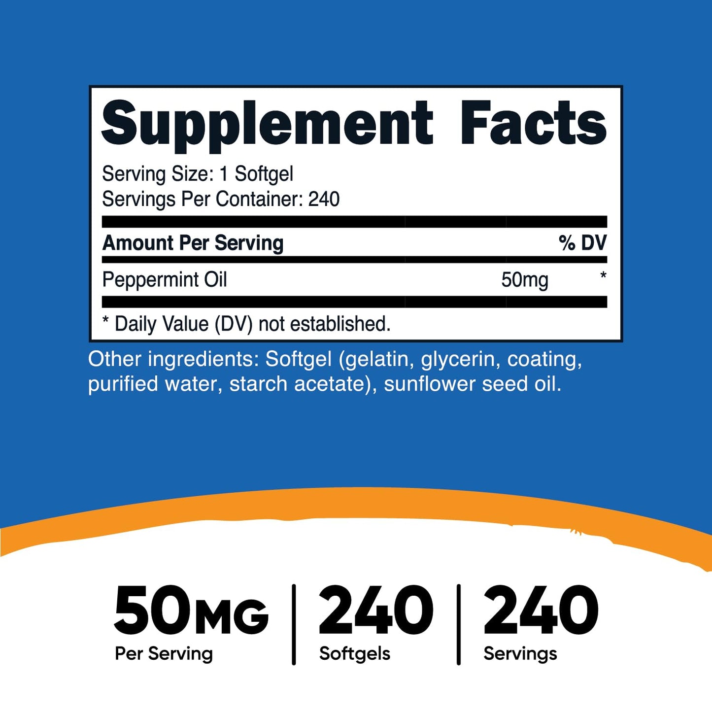 Nutricost Peppermint Oil Softgels (240 SFG) (50 MG) - Gluten Free, Third Party Tested and GMO Free