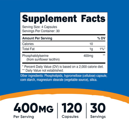 Nutricost Phosphatidylserine 400mg - 120 Capsules, Soy Free
