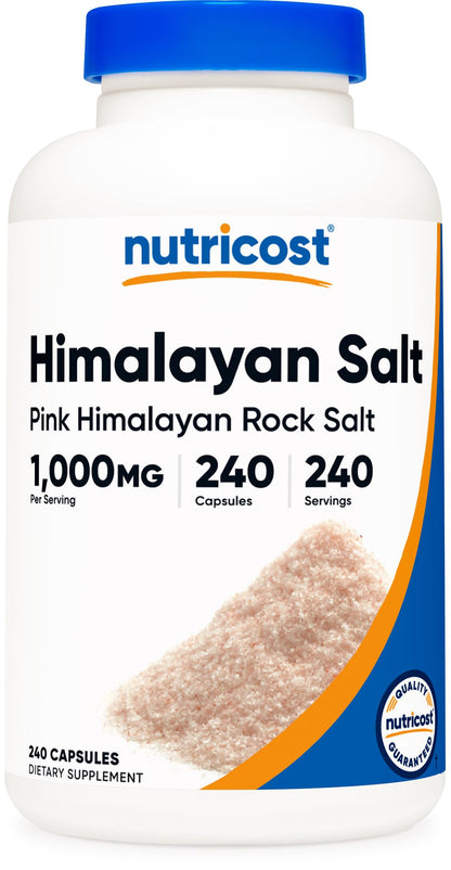 Nutricost Pink Himalayan Salt Capsules 1000mg – 390mg Sodium, 240 Capsules | Non-GMO, Gluten Free