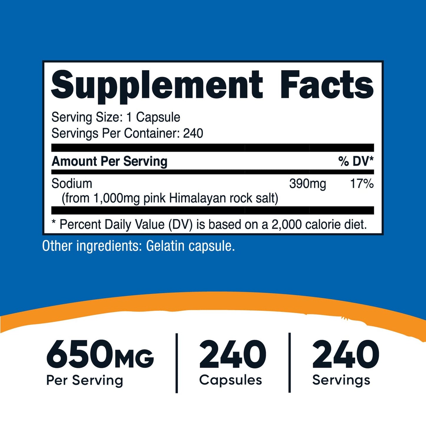 Nutricost Pink Himalayan Salt Capsules 1000mg – 390mg Sodium, 240 Capsules | Non-GMO, Gluten Free