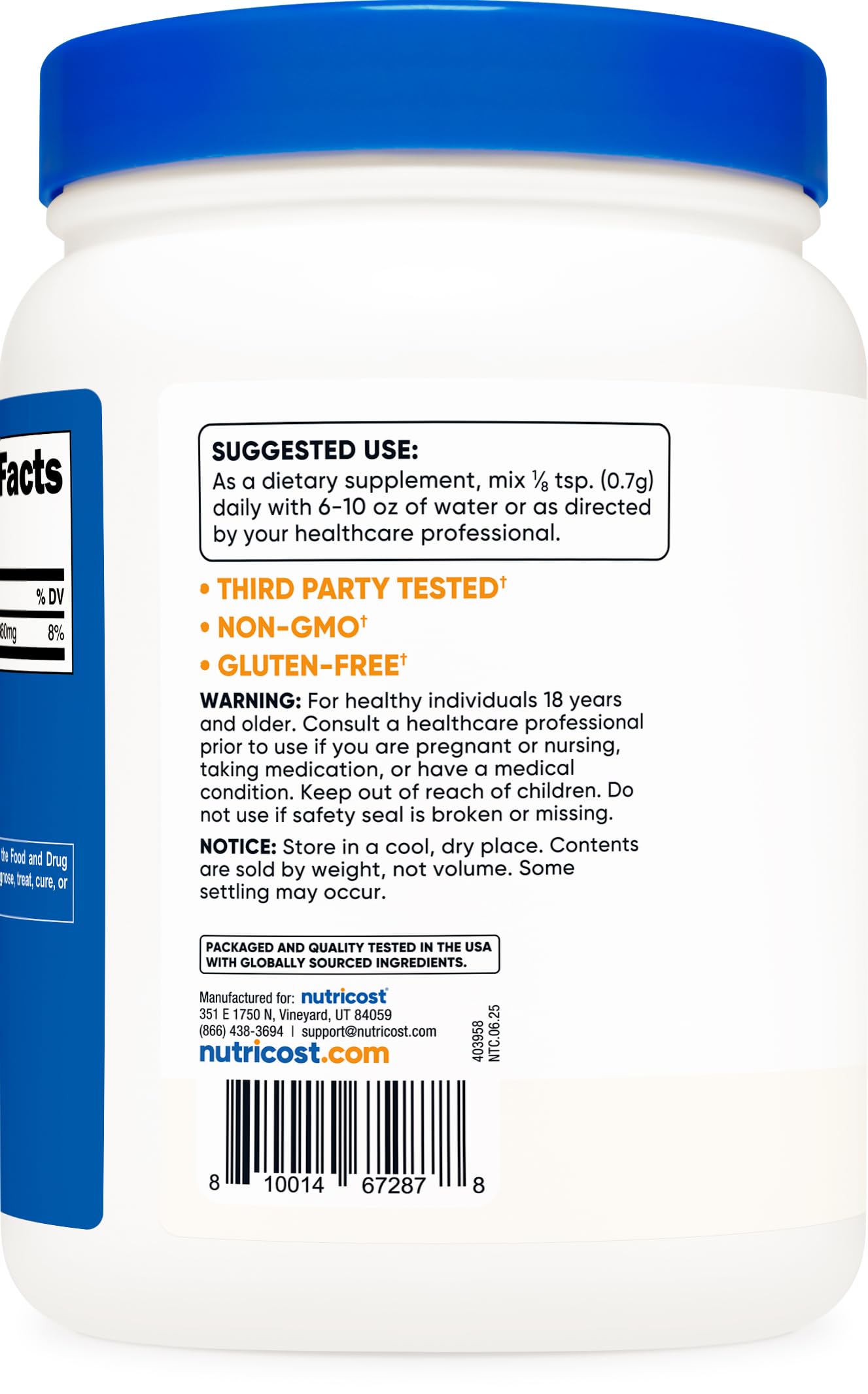 Nutricost Potassium Chloride Powder 1kg – Gluten Free & Non-GMO