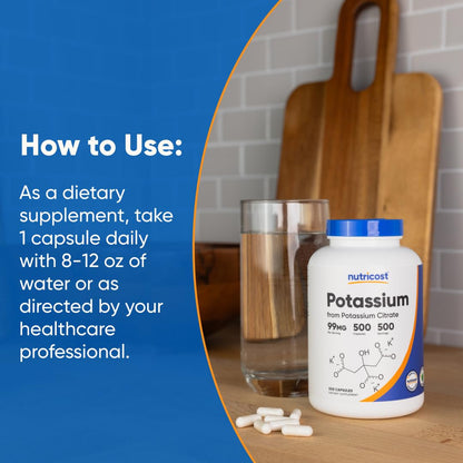 Nutricost Potassium Citrate 99mg – 500 Capsules