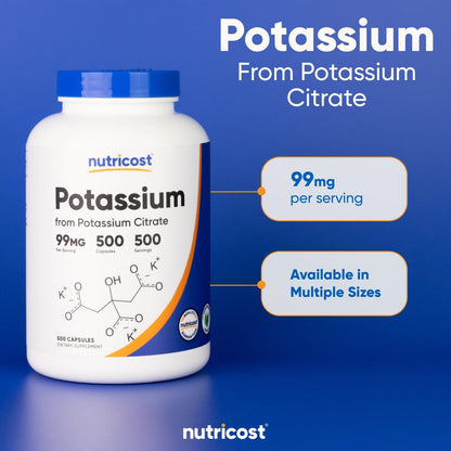 Nutricost Potassium Citrate 99mg – 500 Capsules