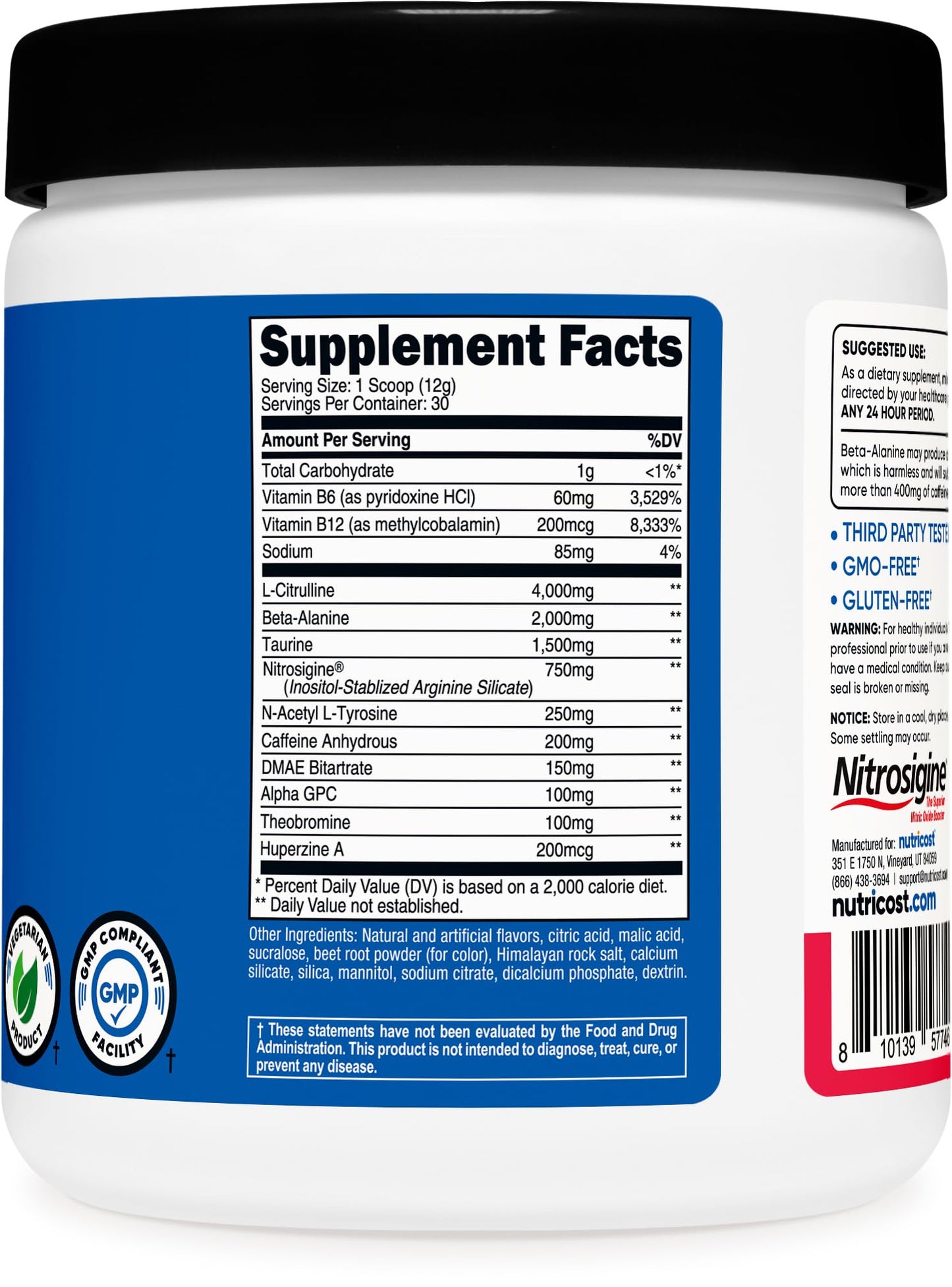 Nutricost Pre-Workout Powder Strawberry Margarita – 30 Servings, GMO-Free & Gluten-Free