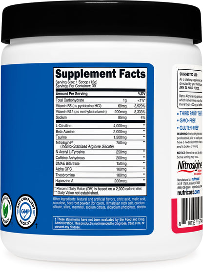 Nutricost Pre-Workout Powder Strawberry Margarita – 30 Servings, GMO-Free & Gluten-Free