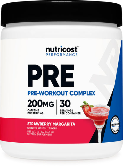Nutricost Pre-Workout Powder Strawberry Margarita – 30 Servings, GMO-Free & Gluten-Free