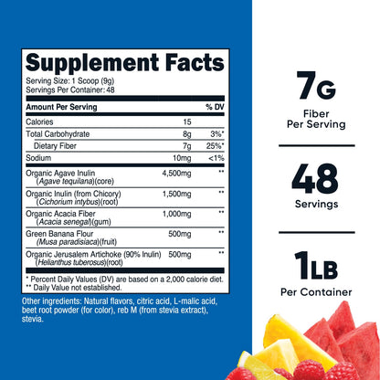 Nutricost Prebiotic Fiber – Fruit Punch (1 lb) – Vegan, Gluten-Free, GMO-Free