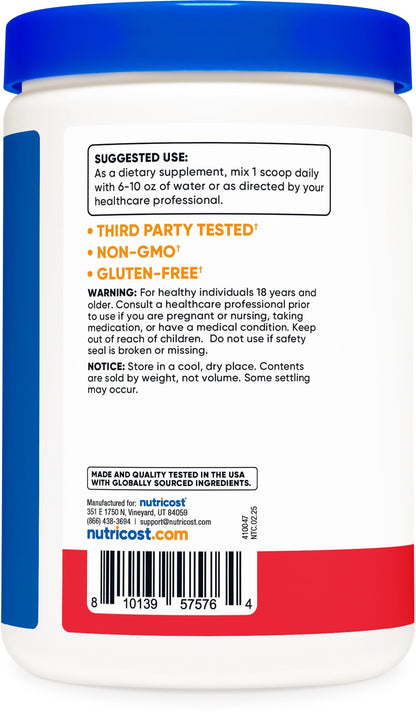 Nutricost Prebiotic Fiber – Fruit Punch (1 lb) – Vegan, Gluten-Free, GMO-Free