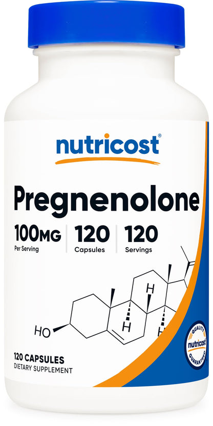 Nutricost Pregnenolone 100mg - 120 Capsules | Non-GMO, Gluten Free, Vegetarian