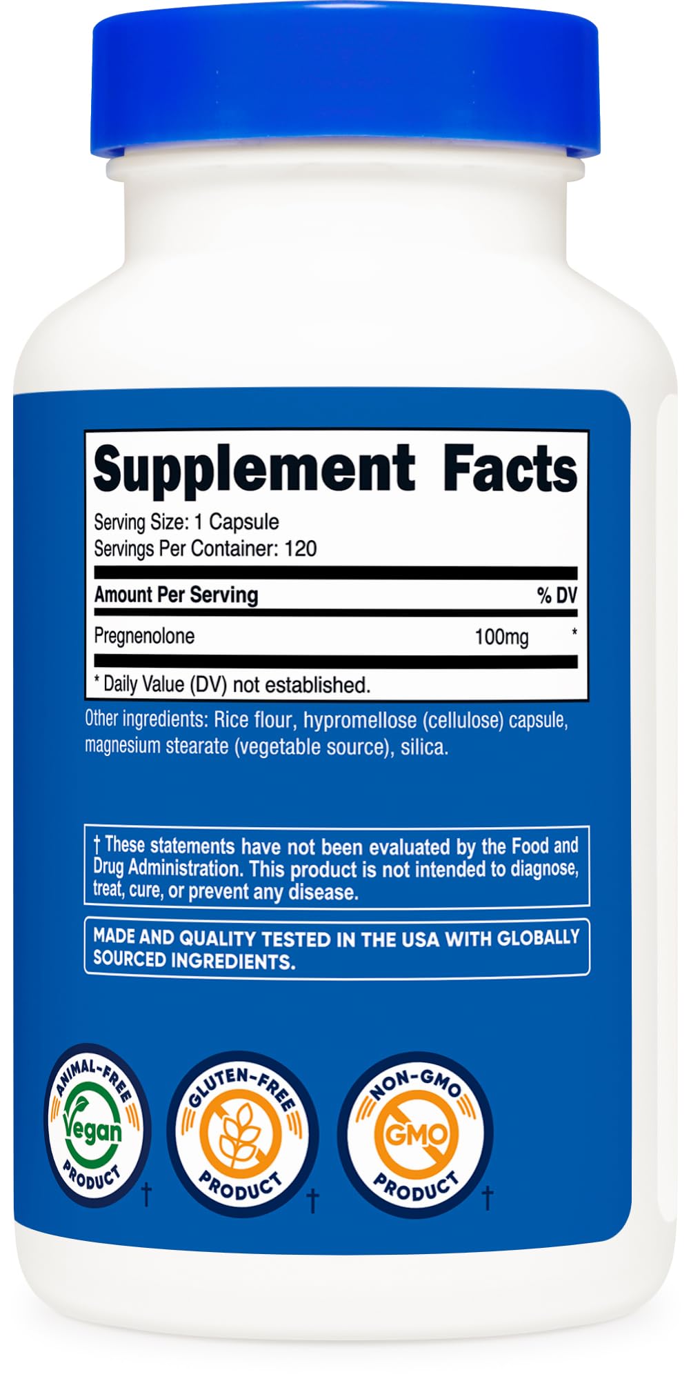 Nutricost Pregnenolone 100mg - 120 Capsules | Non-GMO, Gluten Free, Vegetarian