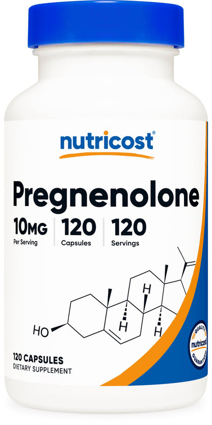 Nutricost Pregnenolone 10mg, 120 Capsules – Non-GMO, Gluten Free, Vegetarian Capsules