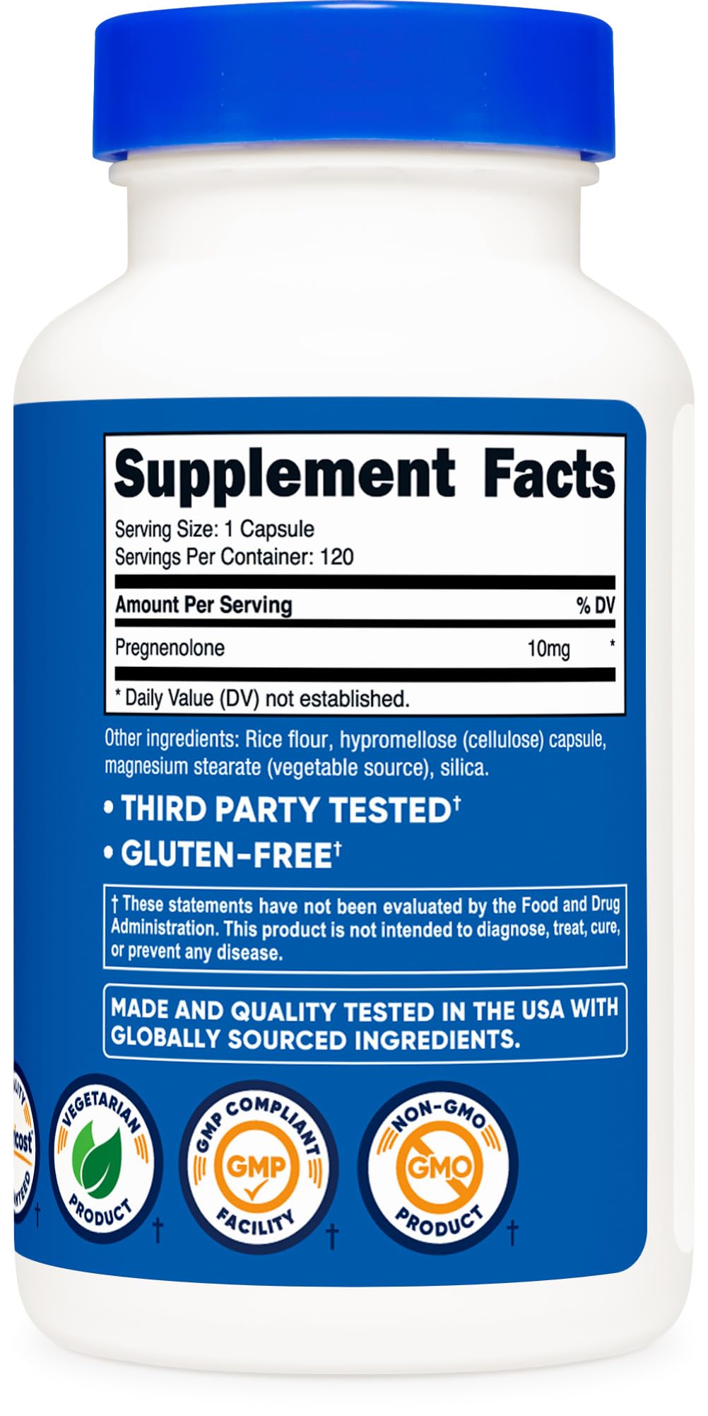 Nutricost Pregnenolone 10mg - 120 Capsules (Pack of 2) | Non-GMO, Gluten Free, Vegetarian