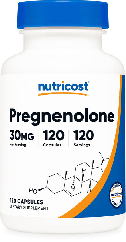Nutricost Pregnenolone 30mg - 120 Capsules | Non-GMO, Gluten Free, Vegetarian