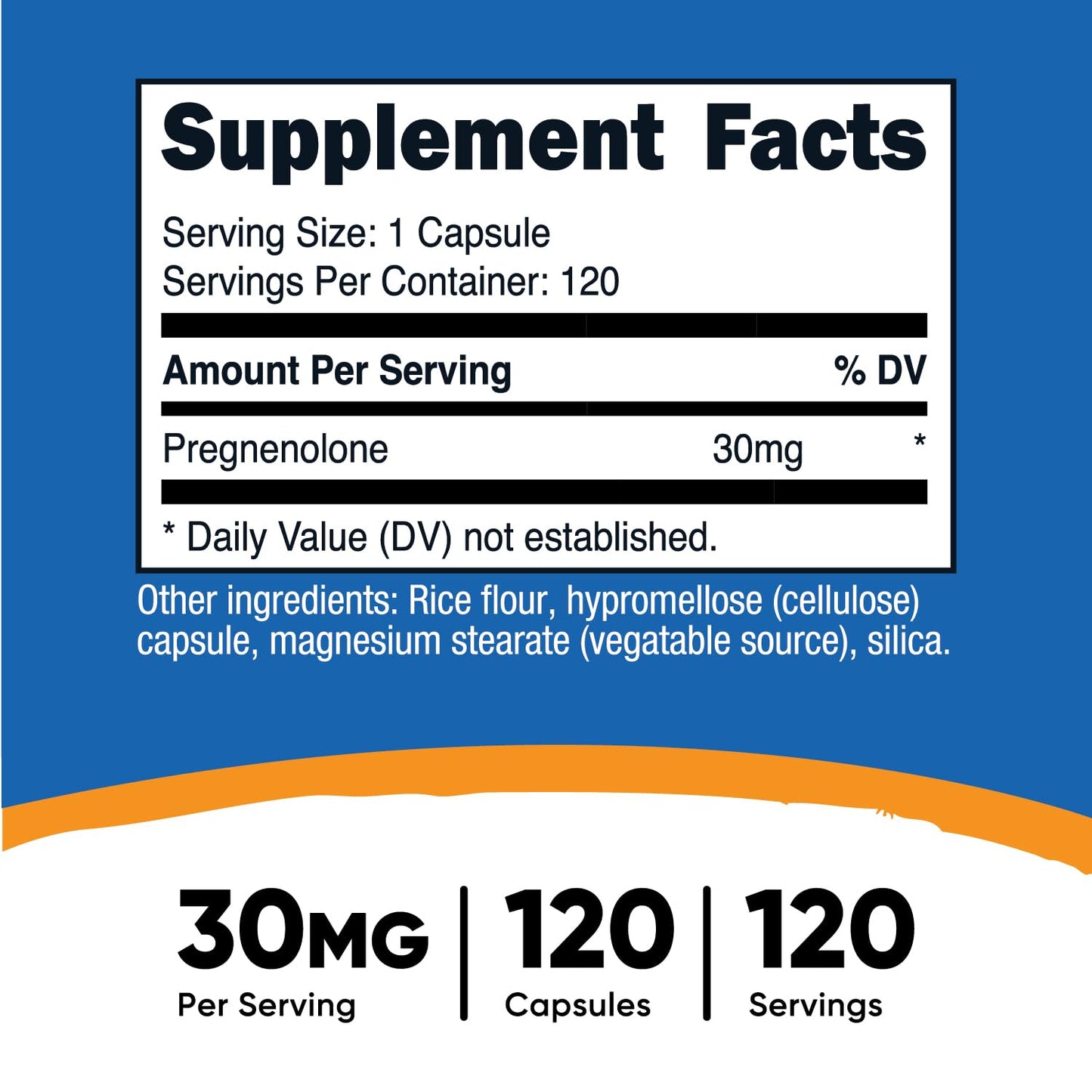 Nutricost Pregnenolone 30mg - 120 Capsules | Non-GMO, Gluten Free, Vegetarian