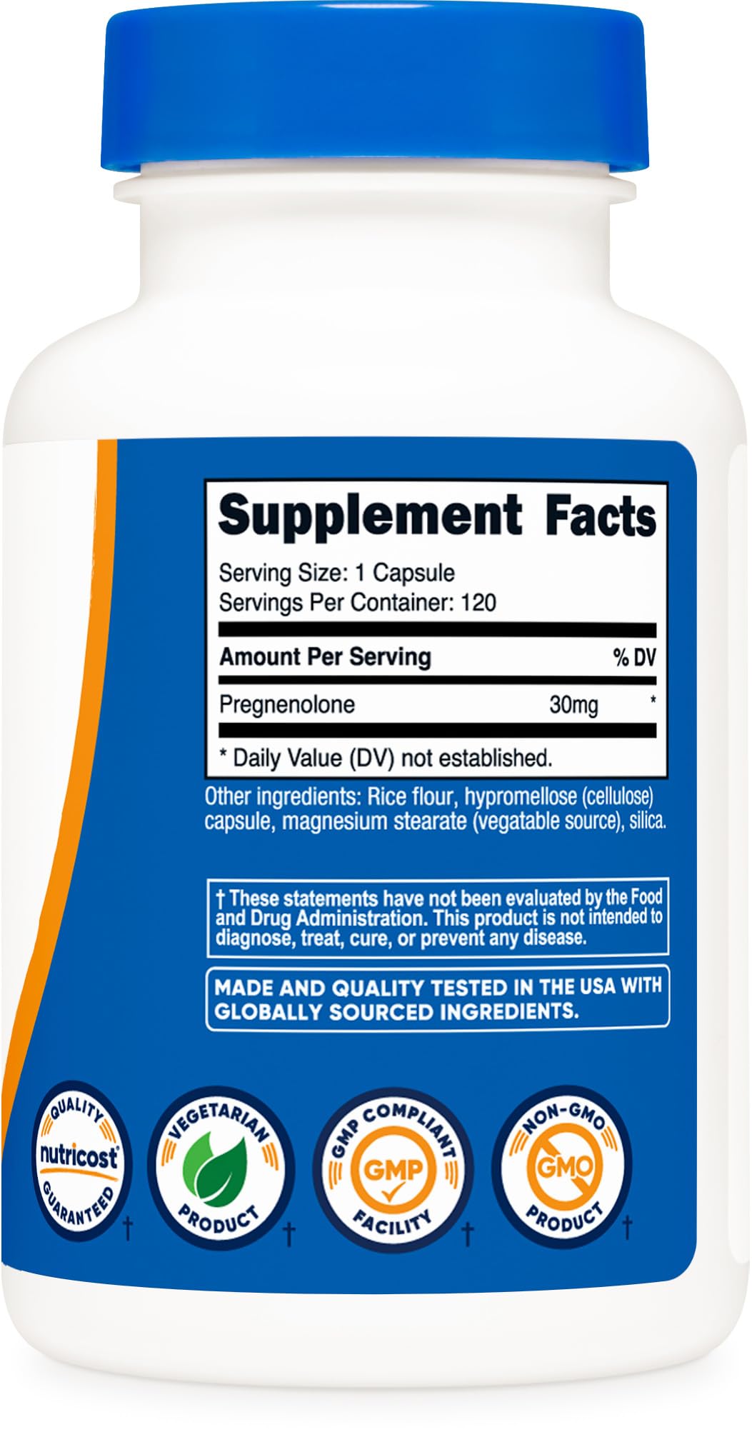 Nutricost Pregnenolone 30mg - 120 Capsules | Non-GMO, Gluten Free, Vegetarian