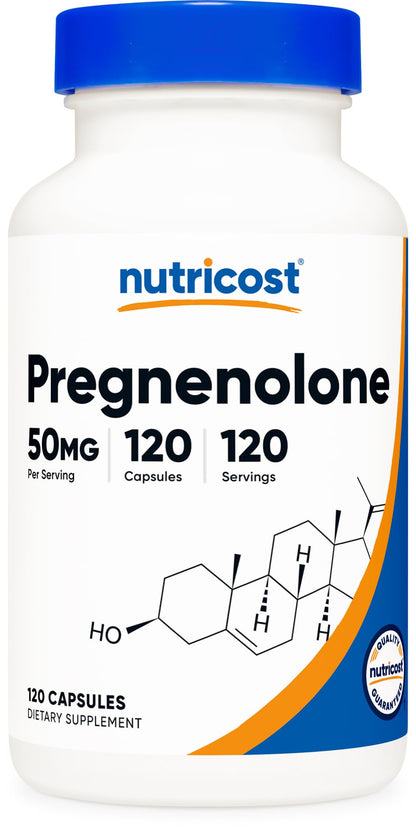 Nutricost Pregnenolone 50mg – 120 Capsules | Non-GMO, Gluten Free, Vegetarian