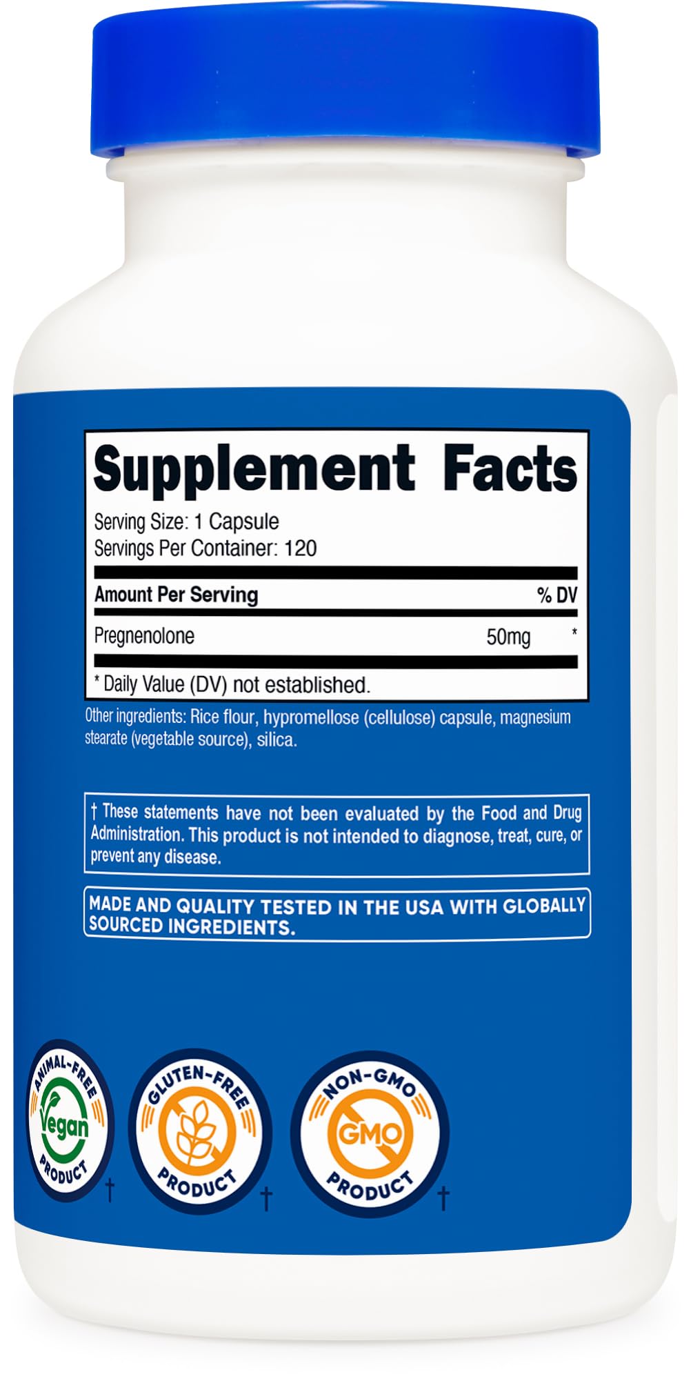 Nutricost Pregnenolone 50mg – 120 Capsules | Non-GMO, Gluten Free, Vegetarian