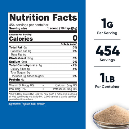 Nutricost Psyllium Husk Ground Powder (1lbs) - Gluten Free and Non-GMO