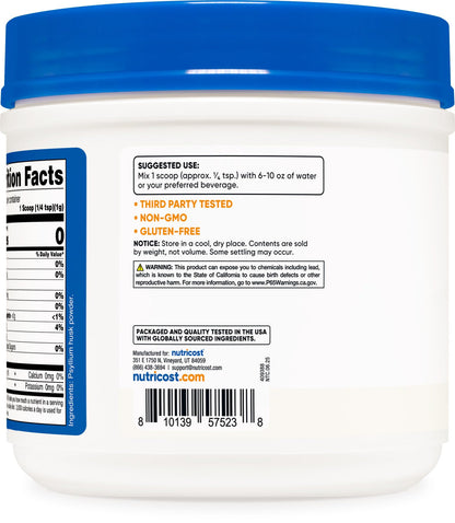 Nutricost Psyllium Husk Powder (1.5 lb) – GMO-Free, Gluten-Free