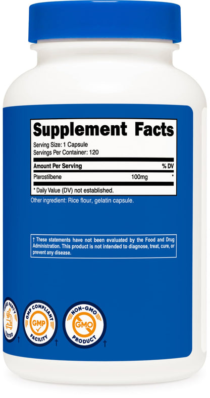 Nutricost Pterostilbene 100mg - 120 Capsules | Non-GMO, Gluten Free