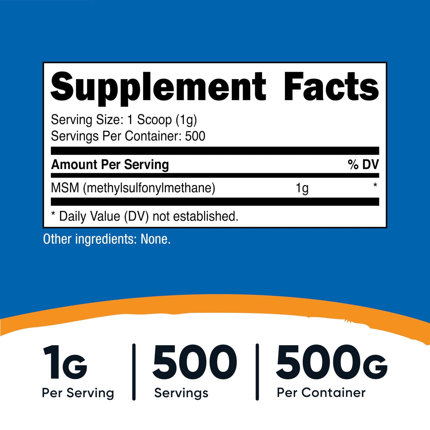 Nutricost Pure MSM Powder 500g (Methylsulfonylmethane)
