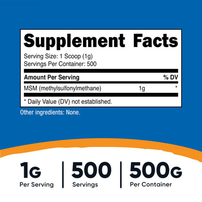Nutricost Pure MSM Powder 500g (Methylsulfonylmethane)