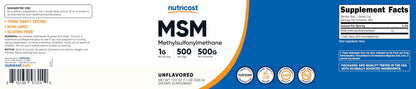 Nutricost Pure MSM Powder 500g (Methylsulfonylmethane)