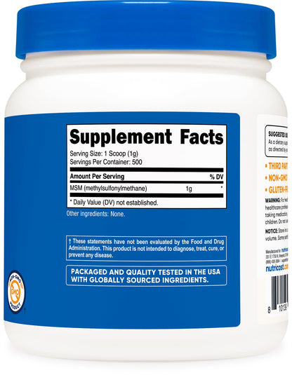 Nutricost Pure MSM Powder 500g (Methylsulfonylmethane)